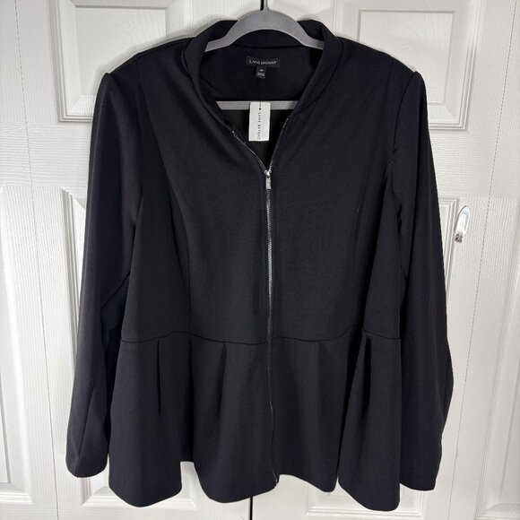 Lane Bryant NWT Black Zip Front Peplum Jacket Plus Size 26 - Picture 1 of 4